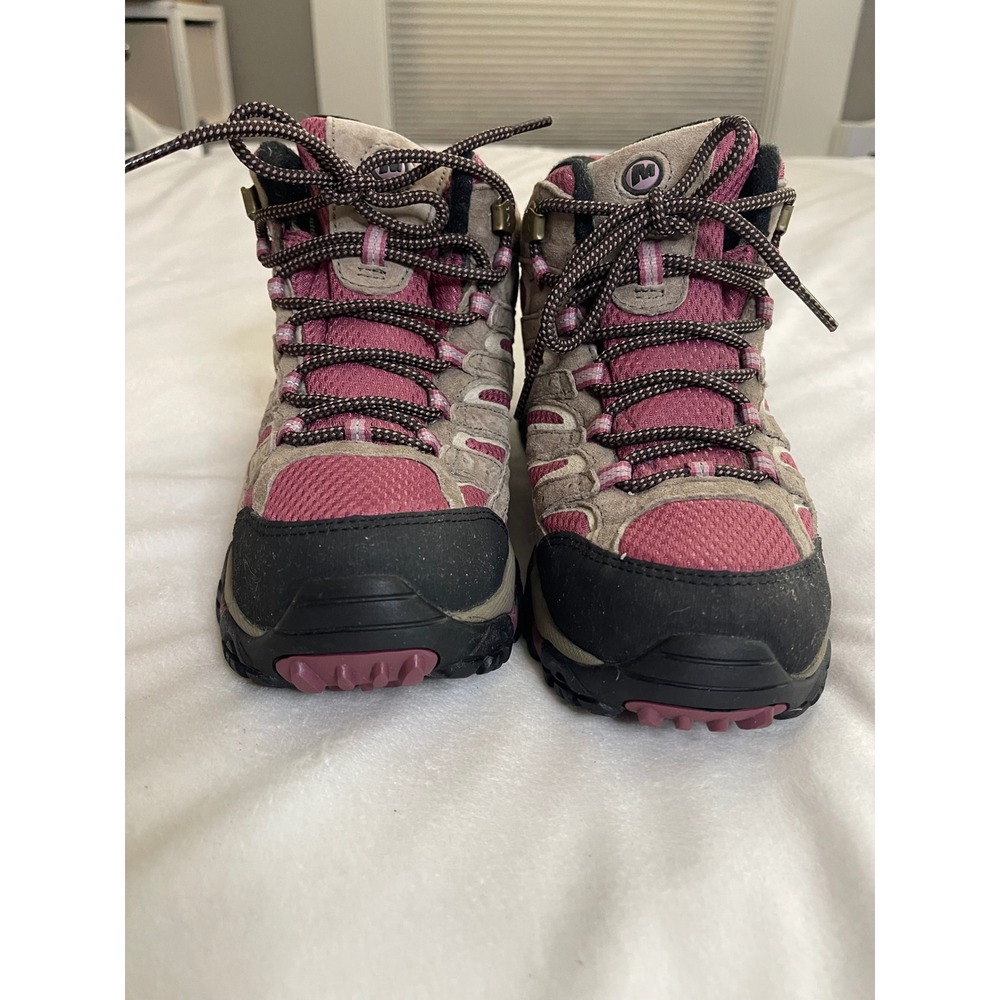 Merrell Moab 2 Mid Waterproof Hiking Boots Womens 8 Boulder Blush Vibram - Picture 5 of 8